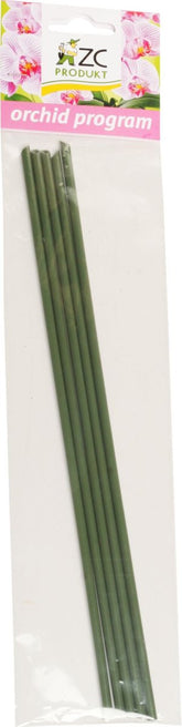 Orchid pole, green plastic, 27cm, pack of 5