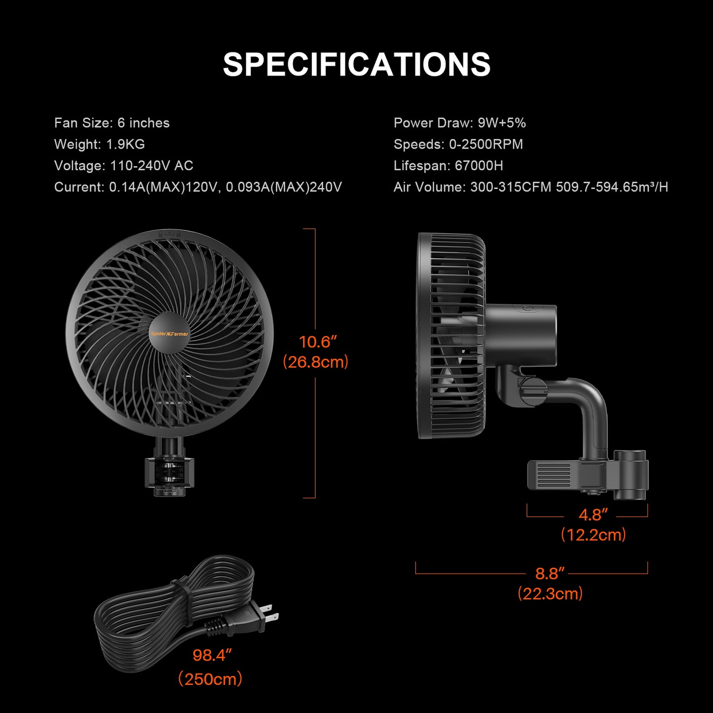 Back In Stock】Spider Farmer® 6-inch Clip Fan for Grow Tents