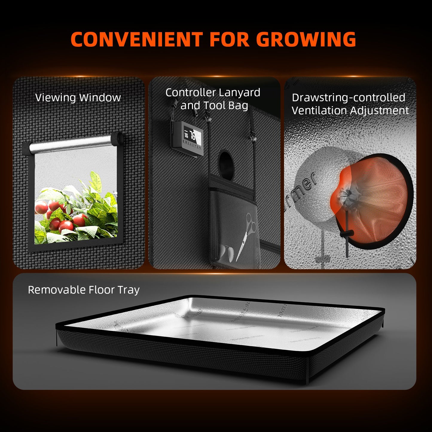 Spider Farmer 140x70x200cm Indoor Grow Tent High Reflective Growzelt