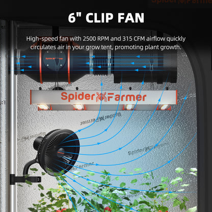 2024 Newest Version Spider Farmer® 90x90x180cm Complete Grow Tent Kit丨G3000 Full Spectrum LED Grow Light丨6” Clip Fan丨4” Ventilation System with Speed Controller