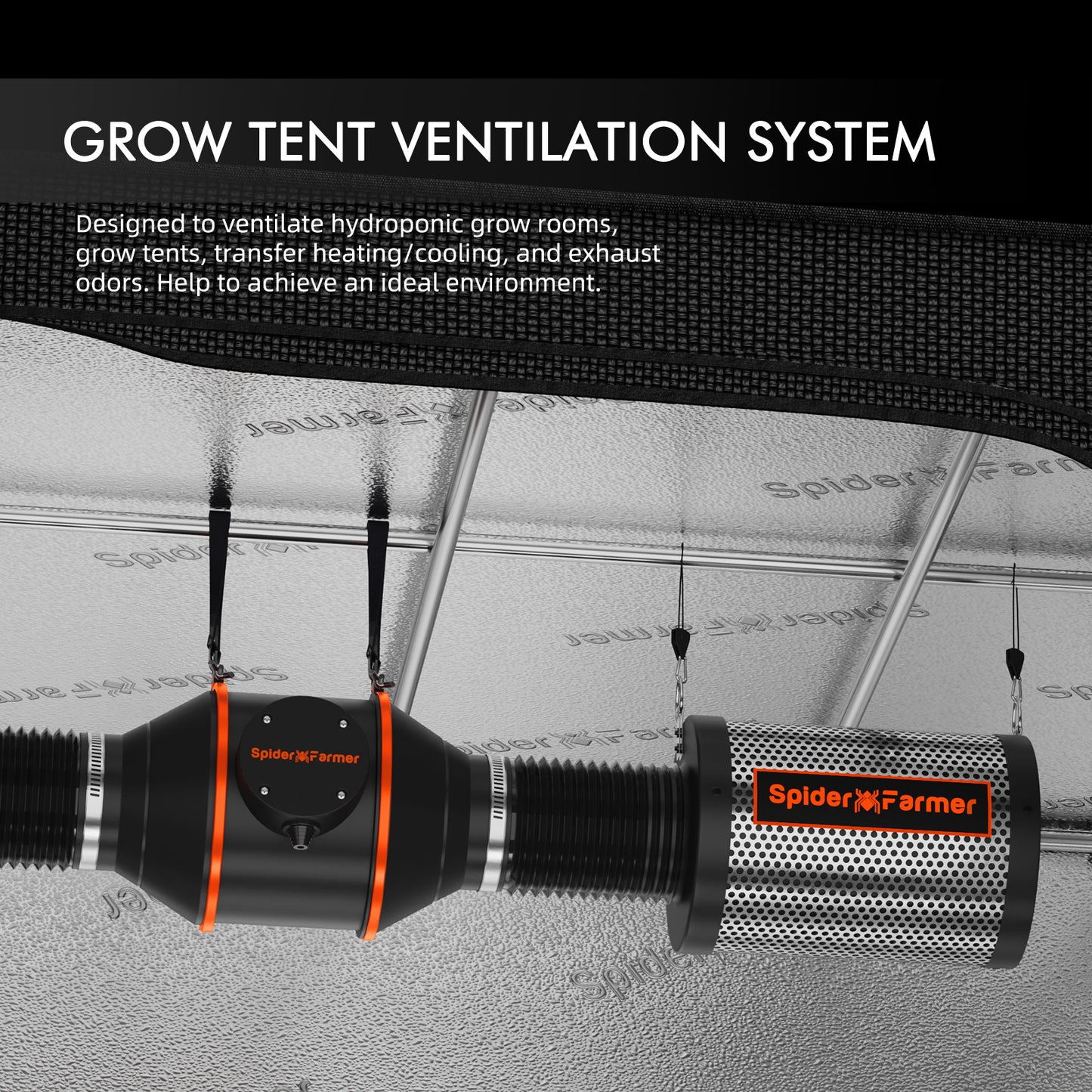 2024 Upgrade Spider Farmer® 120x60x180cm Complete Grow Tent Kit丨SF2000 301H EVO Full Spectrum LED Grow Light丨6” Clip Fan丨4” Ventilation System with Speed Controller