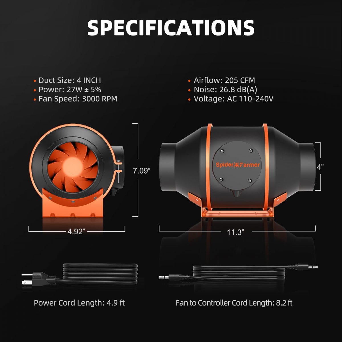 2024 Spider Farmer® 70x70x160cm Complete Grow Tent Kit丨SF1000 301H EVO Full Spectrum LED Grow Light丨4” Ventilation System with Speed Controller