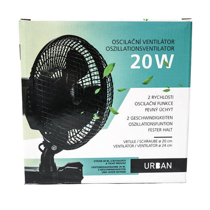 Urban Oscilfan 20W, oszillierender Ventilator mit zwei Geschwindigkeiten, Durchmesser 24 cm