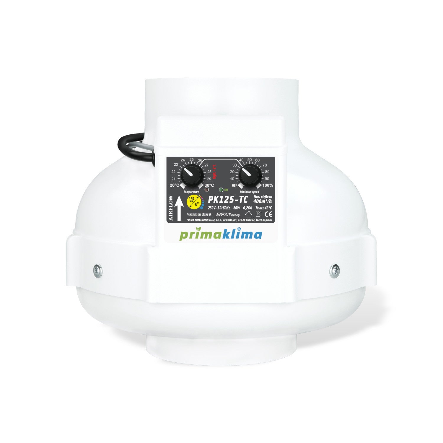 Prima Klima duct fan PK125-TC 125 mm - 400 m3/h, temperature controlled