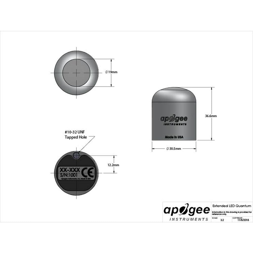 Apogee Instruments SQ-616 400-750 nm USB output ePAR sensor