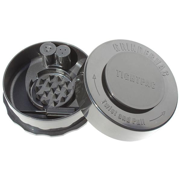 TightVac GrinderVac 60 ml, airtight container with grinder black
