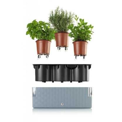 Plastkon Cobble Trio Smart Planter Steel Blue, 39.7x14x14 cm