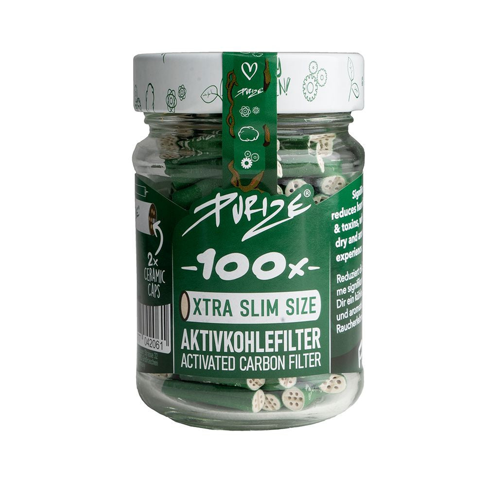 Purize XTRA Slim 5.9mm Aktivkohlefilter grün, Glas 100 Stk.