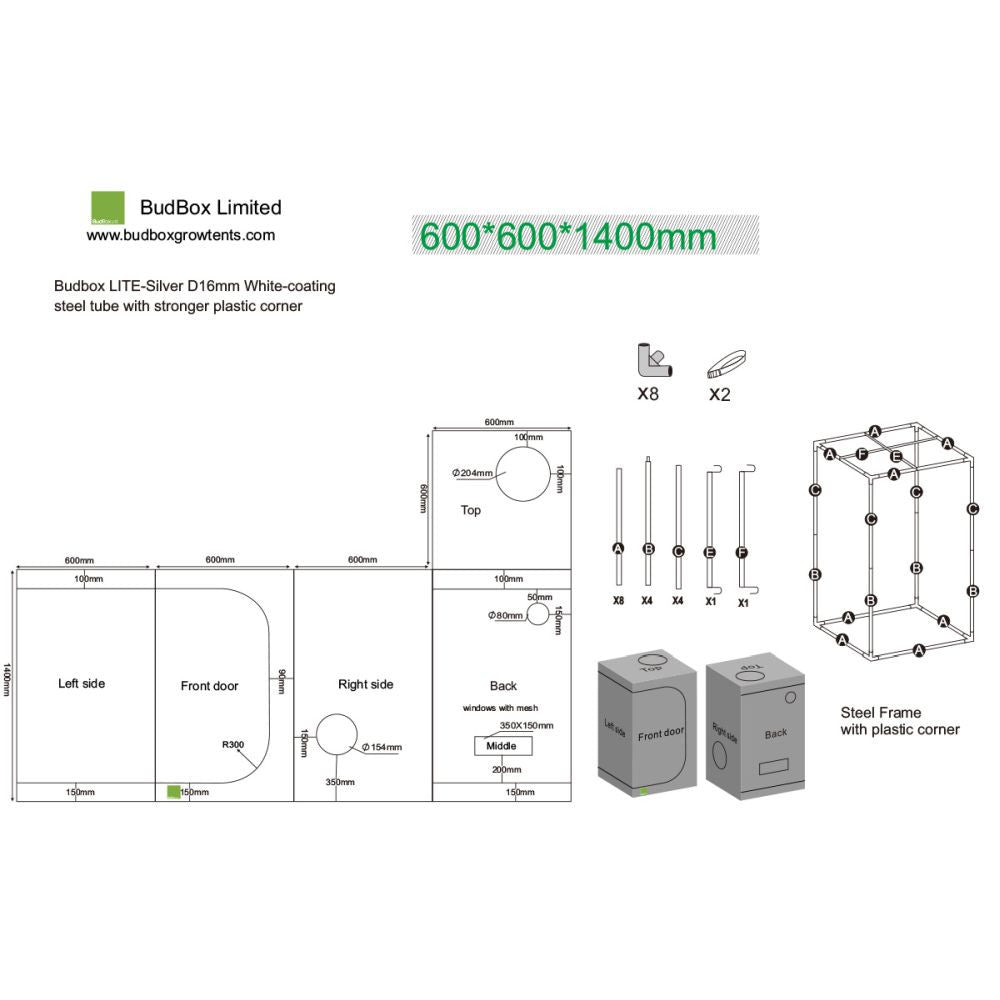 BudBox LITE 60x60x140 cm