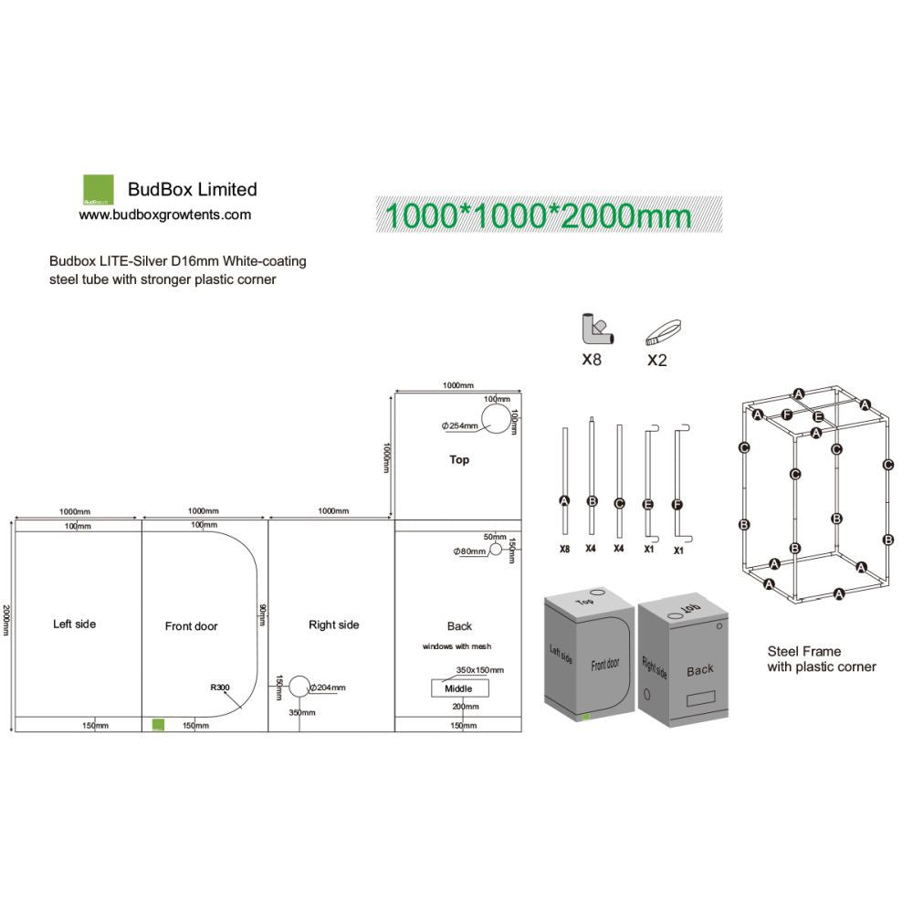 BudBox LITE 100x100x200 cm