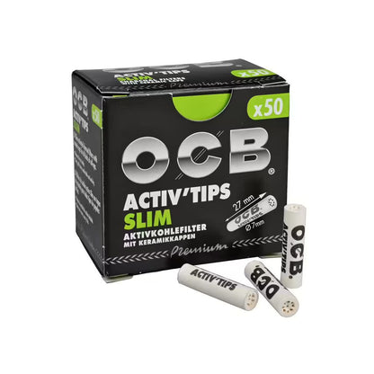 OCB carbon active filters Tips Slim 7 mm, pack 50 Stk.