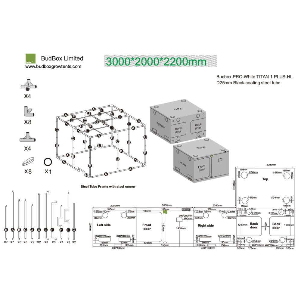 BudBox Silver PRO Titan I+ HL 200x300x220 cm