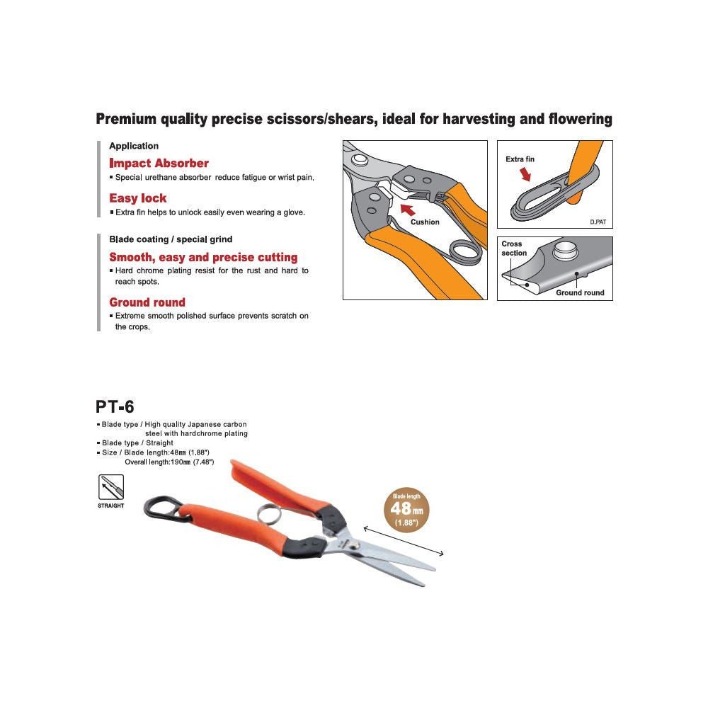 Saboten Harvest Shears 48 mm blades, straight garden shears