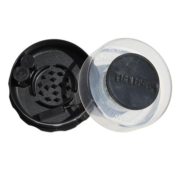 TightVac GrinderVac 60 ml, airtight container with grinder, transparent and black