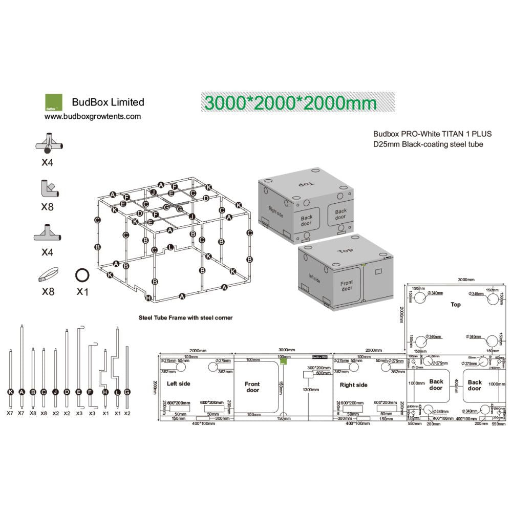 BudBox Silver PRO Titan I+ 200x300x200 cm