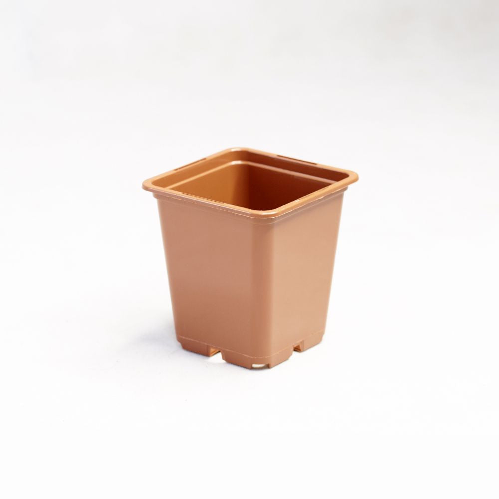 Topf, plastik, viereckig terrakot 9x9x10 cm - 0.5 l