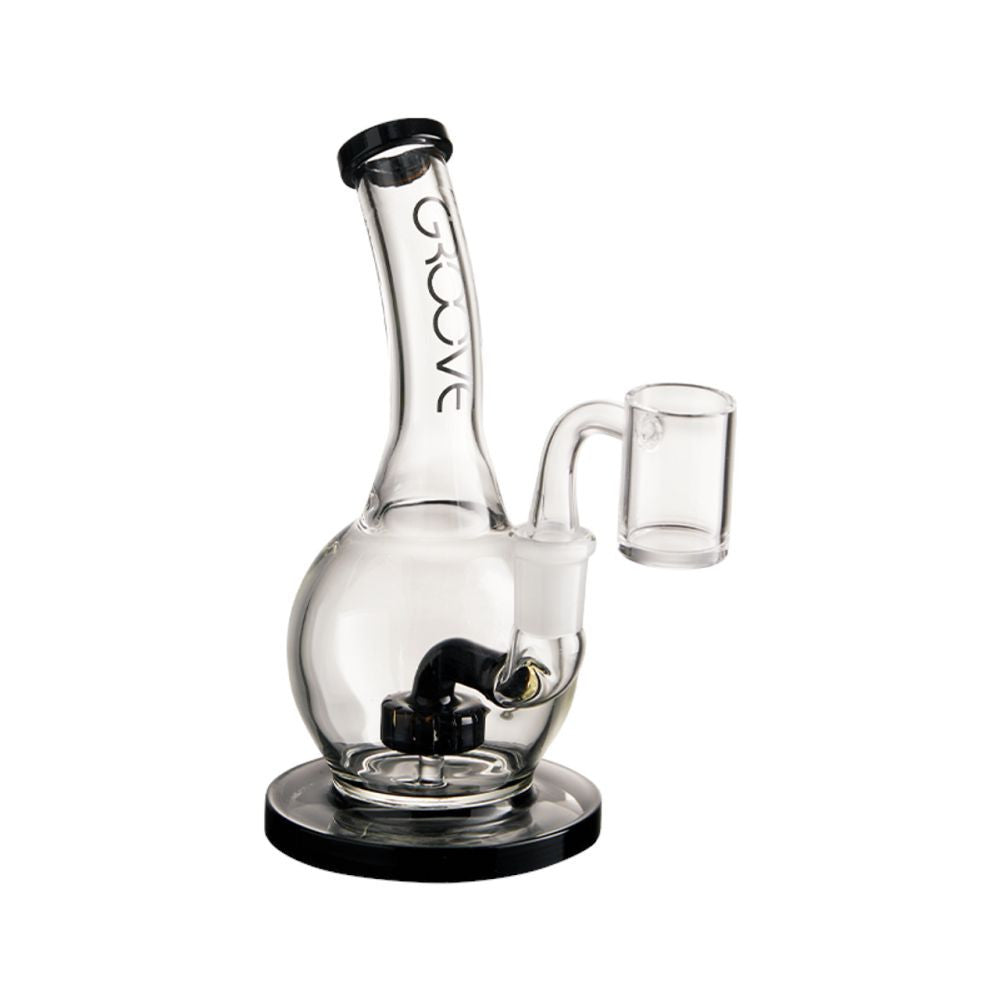 Groove Round Rig 7 Black and Clear bong glass