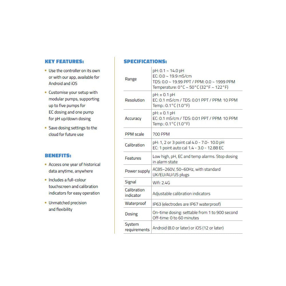 Aqua Master Tools Controller C800 Pro Inline (pH, EC, PPM, TDS& temp)
