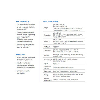 Aqua Master Tools Controller C800 Pro Inline (pH, EC, PPM, TDS& temp)