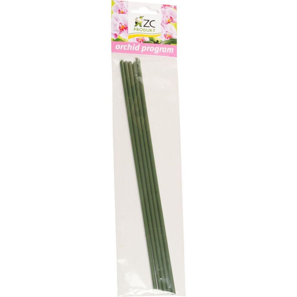 Orchid pole, green plastic, 27cm, pack of 5