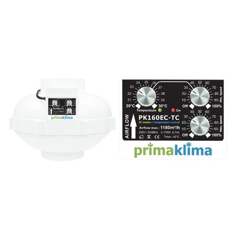 Prima Klima Rohrventilator PK160-EC-TC 160 mm - 1180 m3/Std, EC motor + Temperatur geregelt