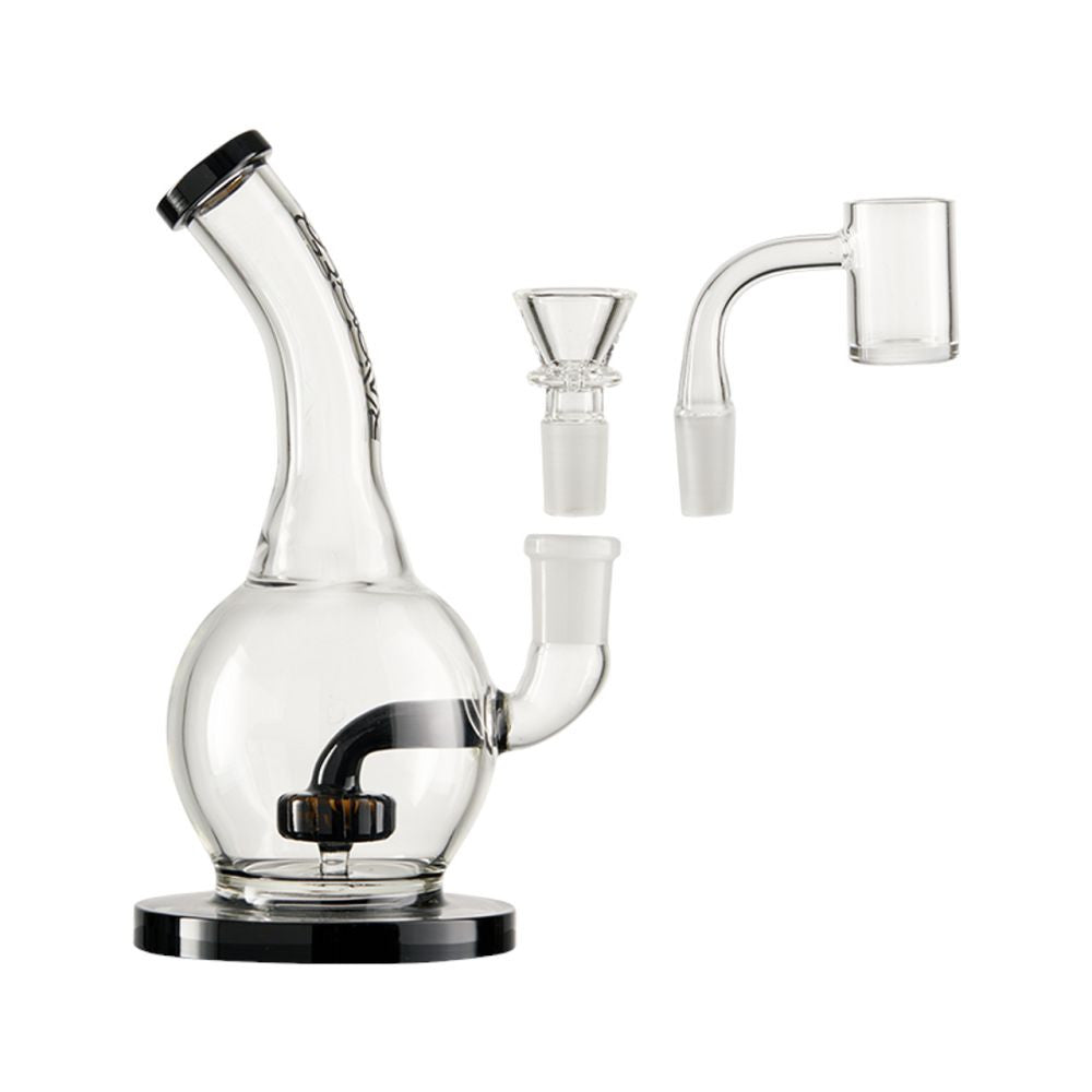 Groove Round Rig 7 Black and Clear bong glass