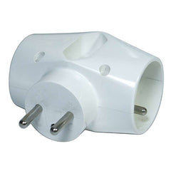 Split socket - 2x round, 1 x flat, white