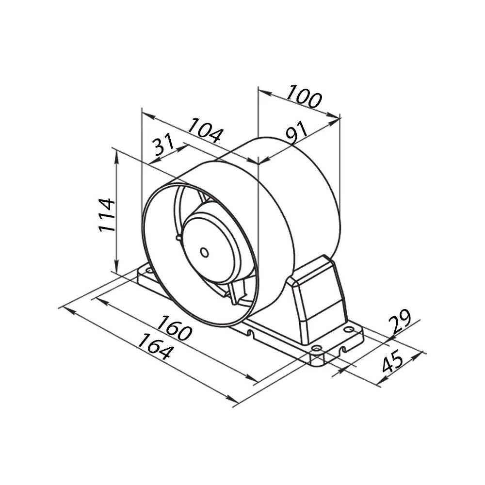 Vents VKO K 100 mm - 105 m3/h with bracket