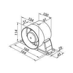 Vents VKO K 100 mm - 105 m3/h with bracket