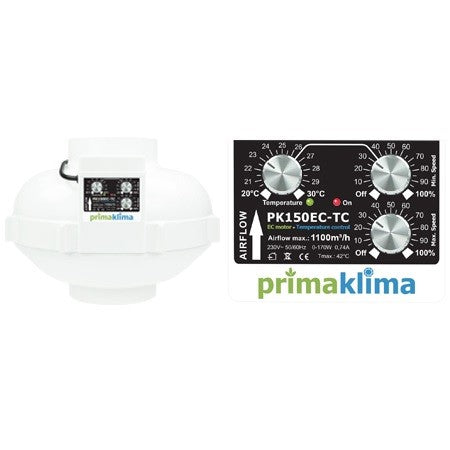 Prima Klima Rohrventilator PK150-EC-TC 150 mm, 1100 m3/Std, EC motor + Temperatur geregelt