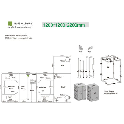 BudBox Silver PRO XL-HL 120x120x220 cm