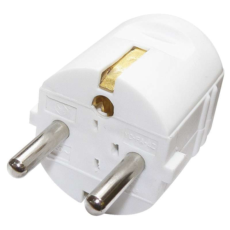 Straight plug for extension cable, white