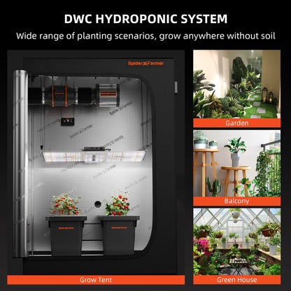 Spider Farmer DWC Hydroponics Grow System with Top Drip Kit 7 Gallon Deep Water Culture 2 Buckets