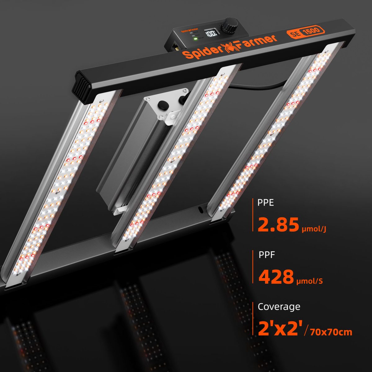 Spider Farmer SE1500 150W Led Grow Light Dimmable Samsung LM301H EVO with Bluetooth & WiFi Smart APP Control for 70x70cm