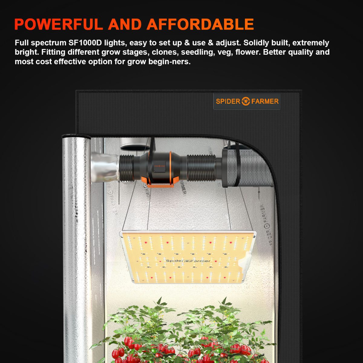 2025 Newest Version Spider Farmer SF1000D 100W Full Spectrum LED Plant Lamp 