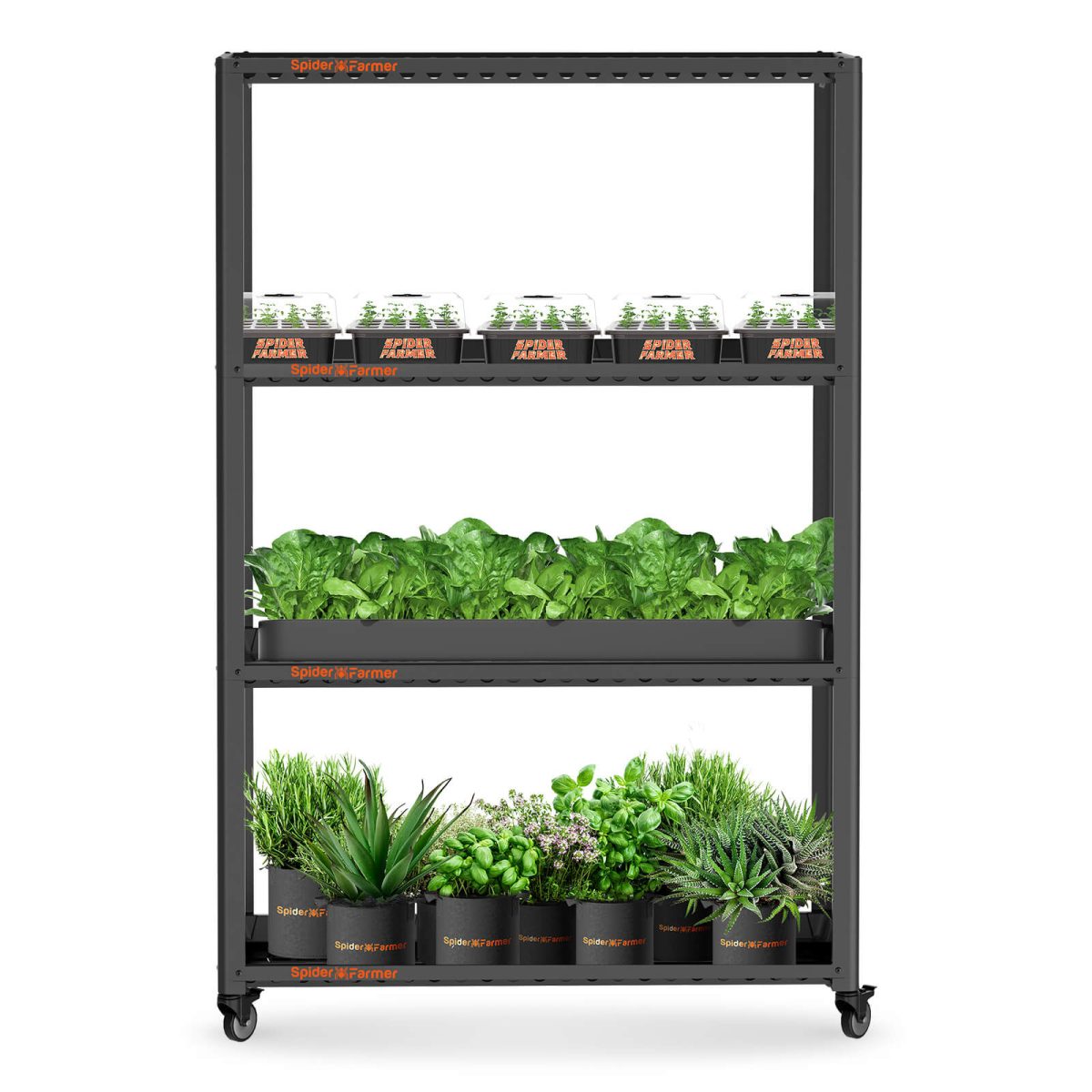 Spider Farmer 3 Tiers Metal Plant Stand with Plant Trays 