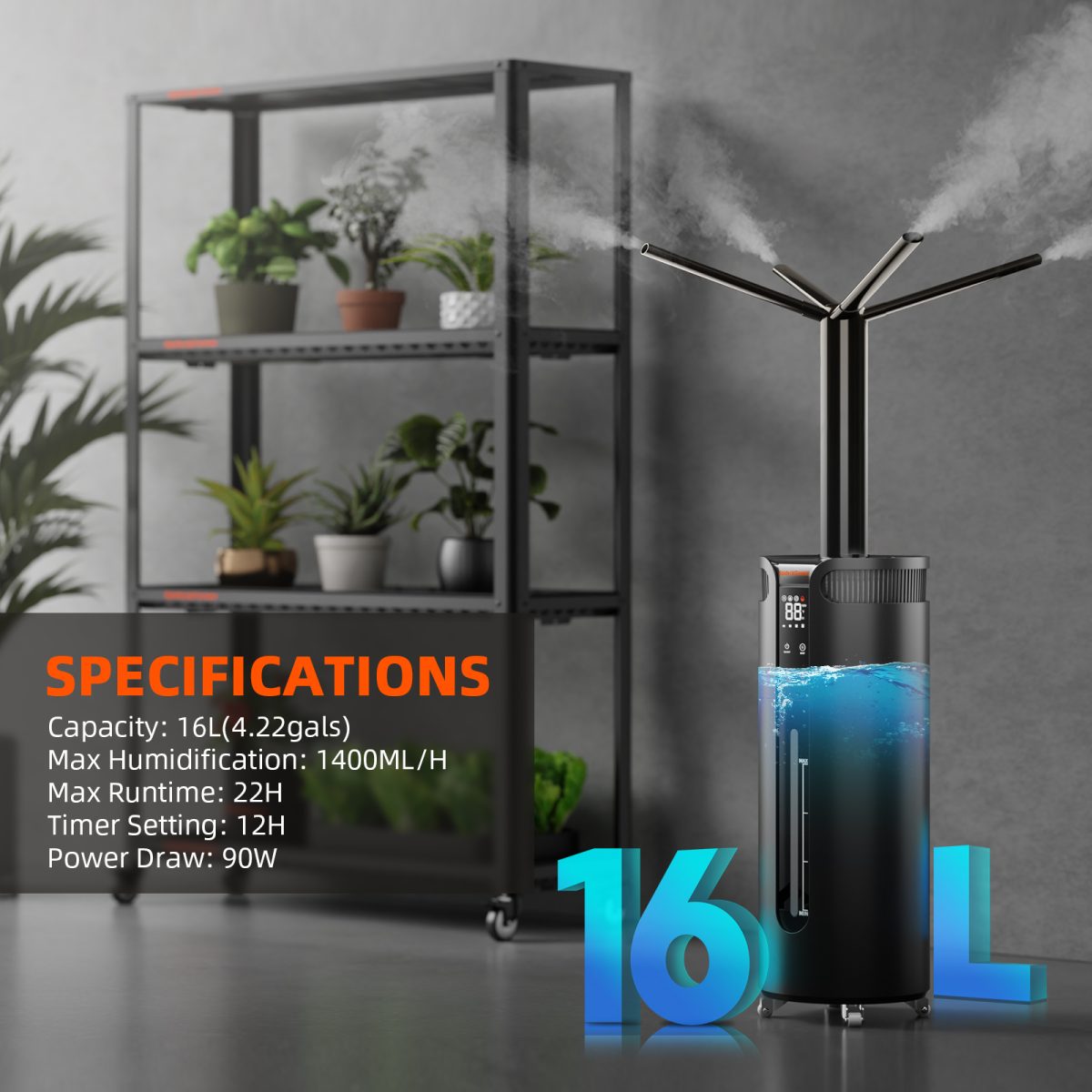 【Pre-Order】Spider Farmer 16L Cool Mist Humidifier for Plants