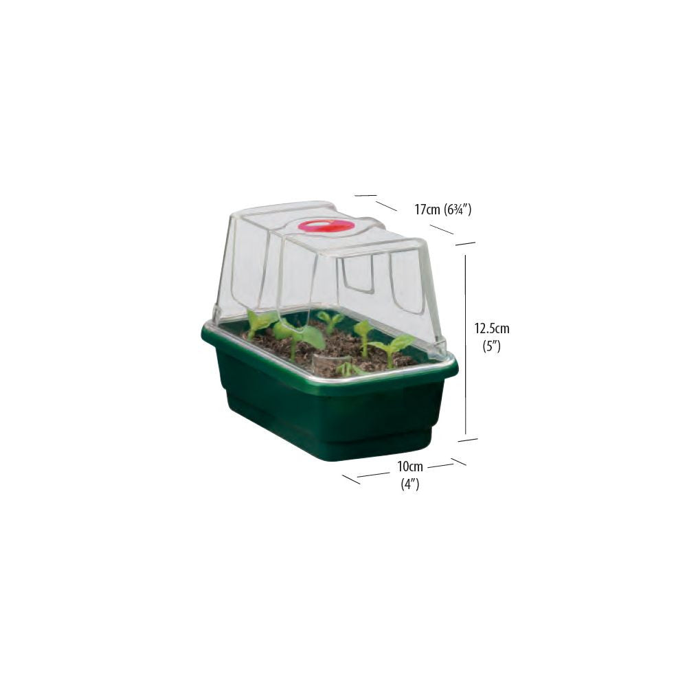 Garland Greenhouse Mini High Dome Propagator Green with drainage, hard plastic, unheated, 17x10x12 cm