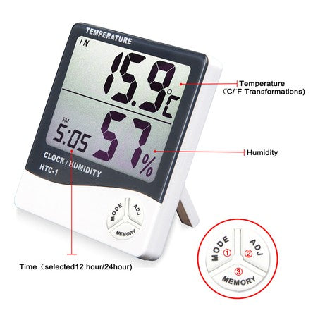 Digital thermometer and hygrometer, large display