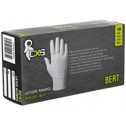 Weiße Latexhandschuhe, Verpackung 100 Stück, Größe 8