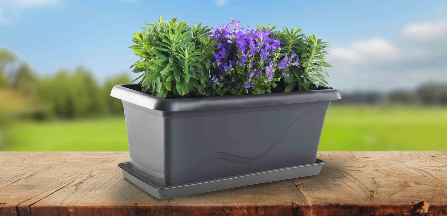 Plastkon flower box Extra Flor Anthracite, 40x20.5x17 cm