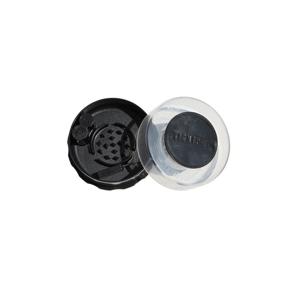 TightVac GrinderVac 60 ml, airtight container with grinder, transparent and black