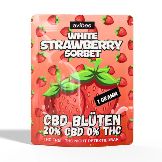 avibes® CBD Blüten | 20% CBD 0% THC | White Strawberry Sorbet