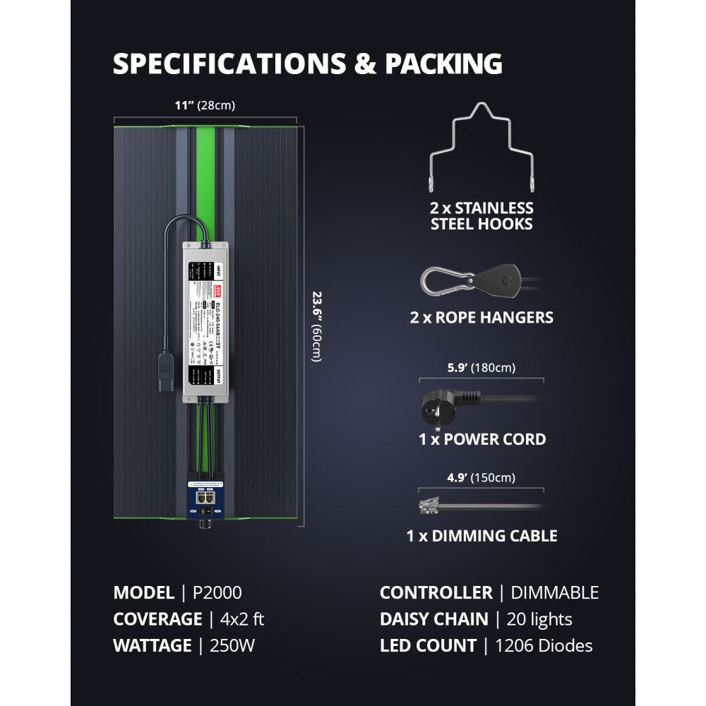 LED ViparSpectra PRO Series P2000 - 250W - 2024 Samsung LM301B