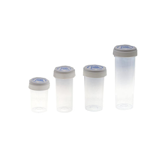 Medic Conservation plastic jar transparent 39x95 mm, BOX 190 Stk.