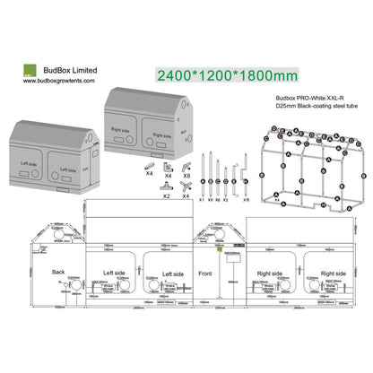 BudBox White PRO XXL-R 120x240x180 cm