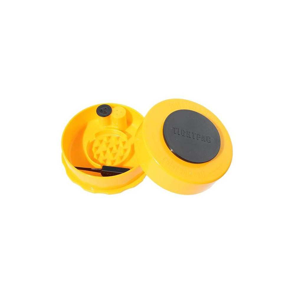 TightVac GrinderVac 60 ml, airtight container with grinder yellow