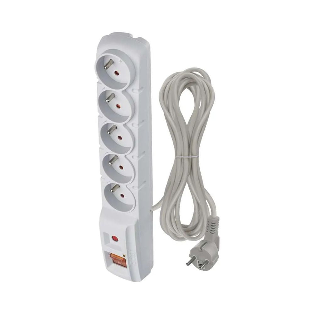 Emos surge protection 5 sockets 5 m, 3x1 mm, grey