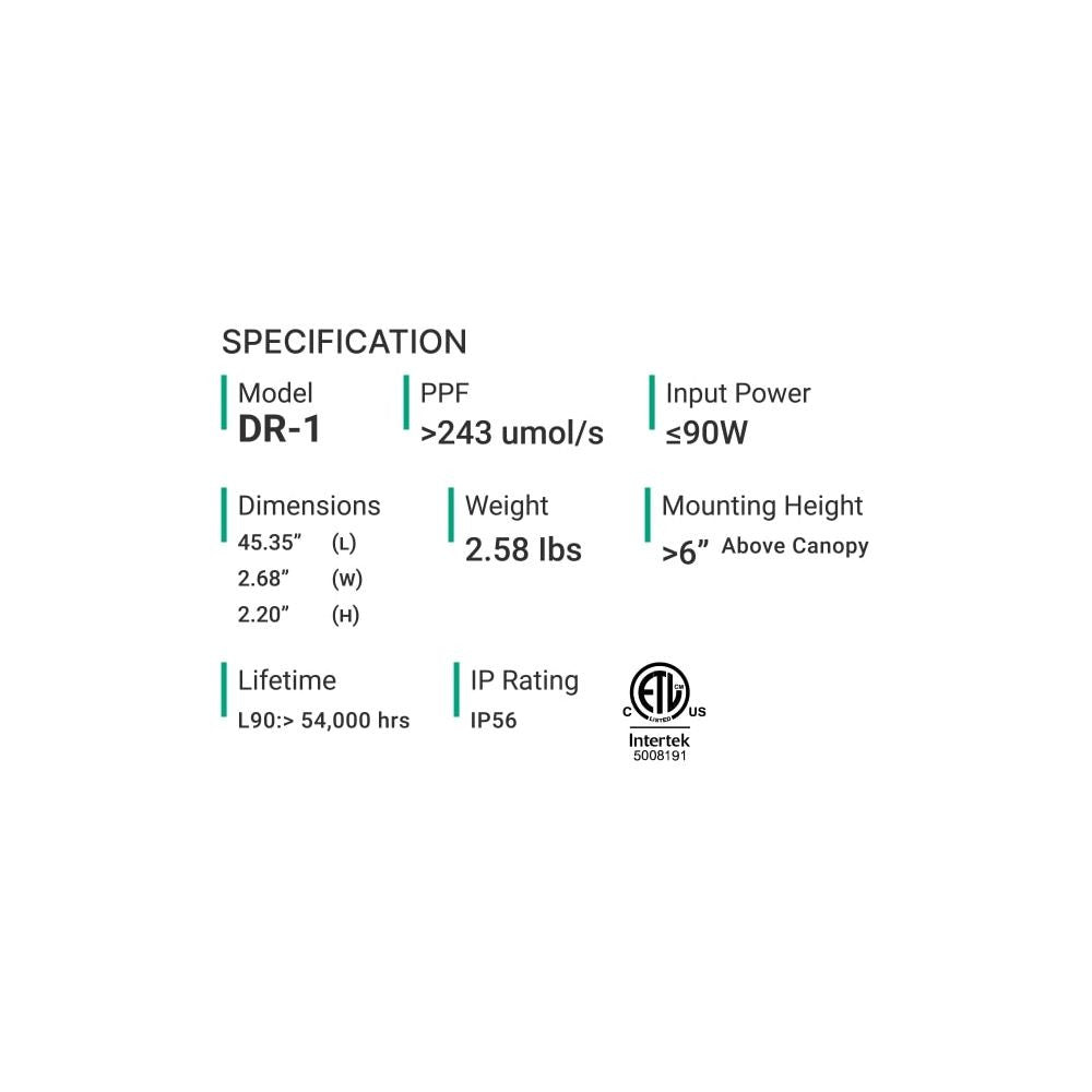 ThinkGrow Model One LED 4' bar - 2x Spectrum channels (Full Spectrum+Deep Red) (DR-1)