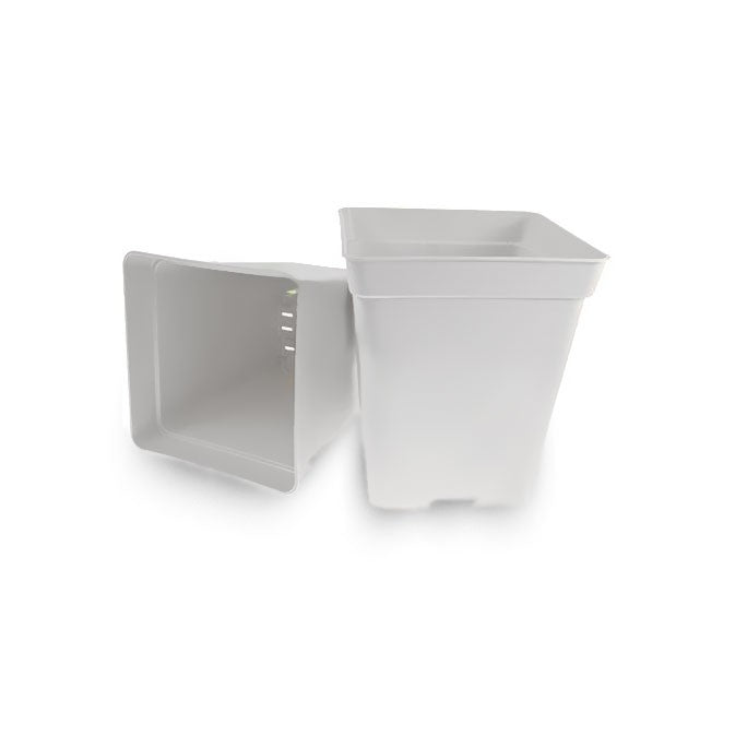 Plastic flowerpot, square white 25x25x26 cm - 11 l